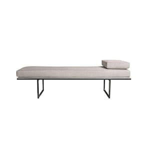 banco 2 lugares galli linho bege e preto 160 cm