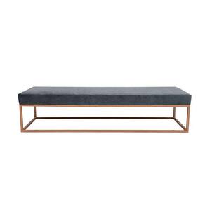 banco 3 lugares giulia veludo cinza e dourado 180 cm