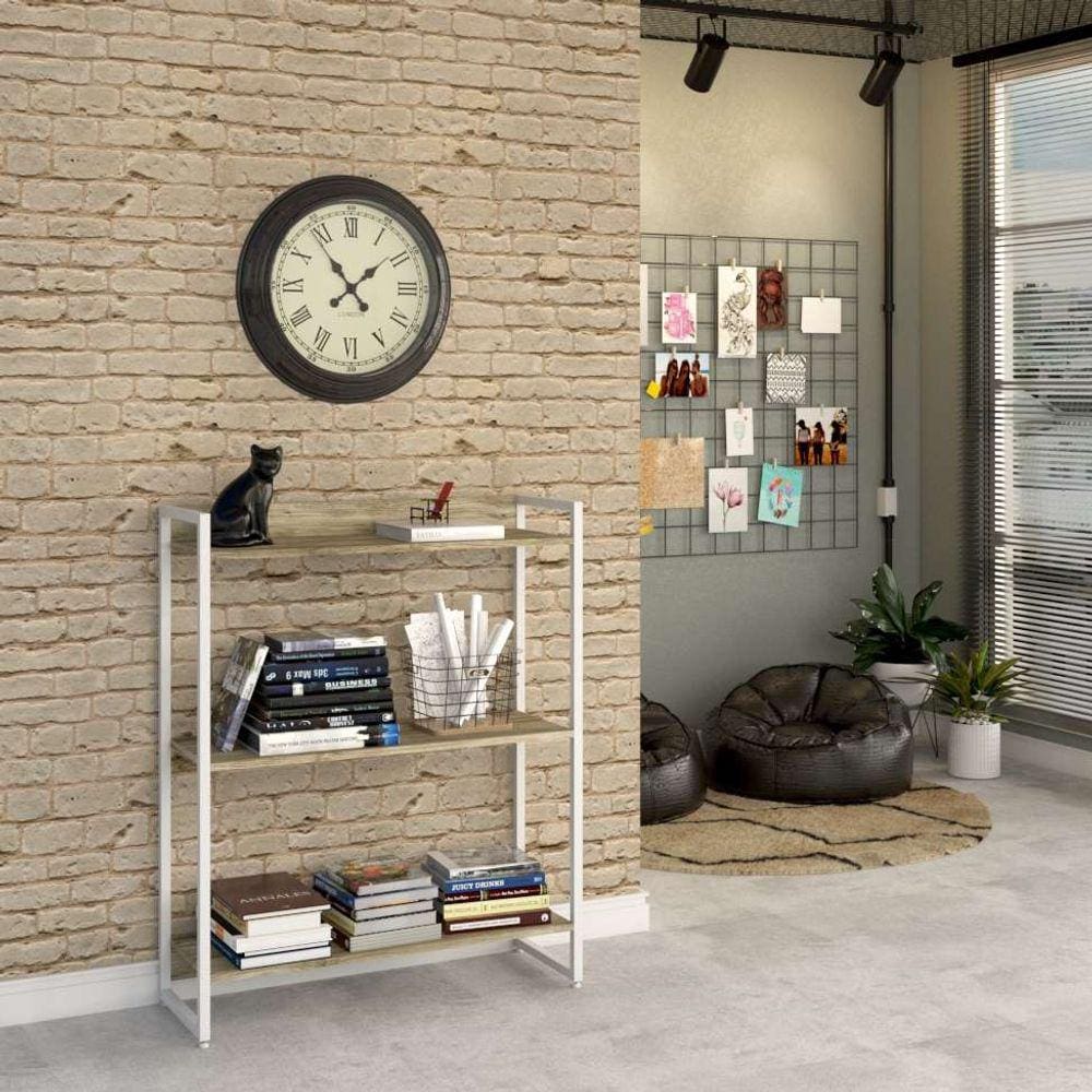 estante studio carvalho e branca 80x104 cm