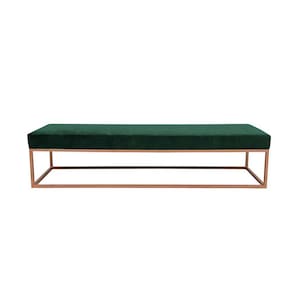 banco 2 lugares giulia veludo verde e dourado 140 cm