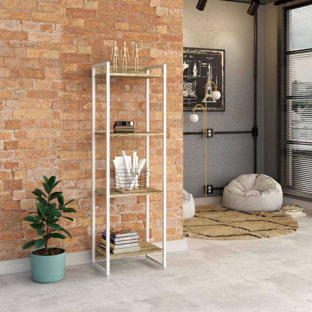 estante studio carvalho e branca 45x146 cm