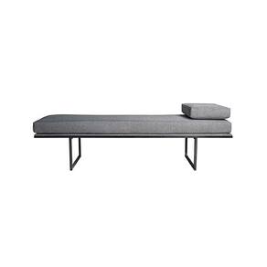 banco 2 lugares galli linho cinza e preto 160 cm
