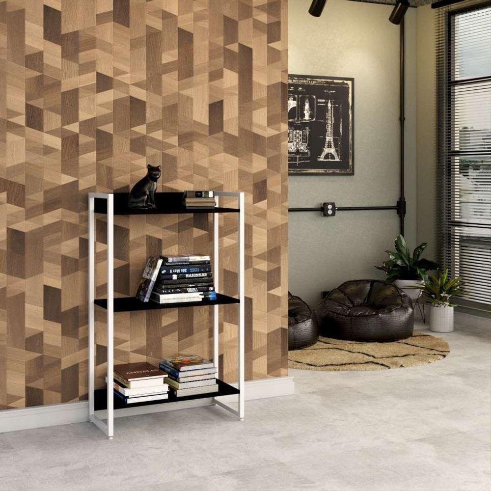 estante studio preta e branca 60x104 cm