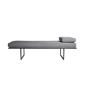 banco 2 lugares galli linho cinza e preto 100 cm