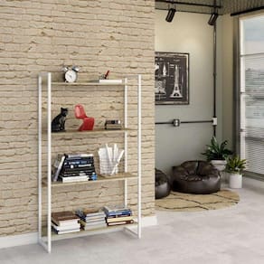 estante studio carvalho e branca 80x146 cm