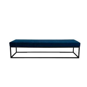 banco 2 lugares giulia veludo azul e preto 100 cm