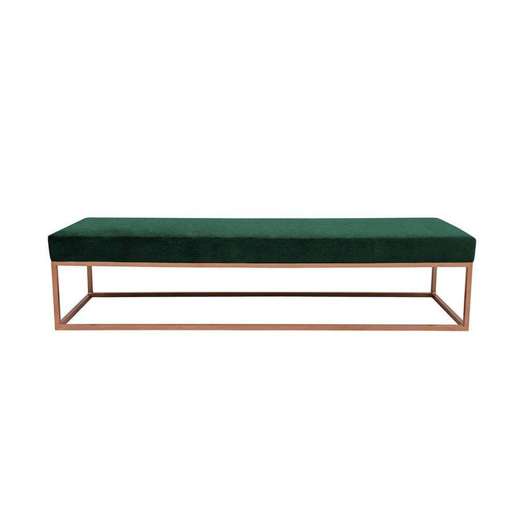 banco 3 lugares giulia veludo verde e dourado 180 cm