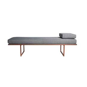 banco 2 lugares galli linho cinza e dourado 140 cm