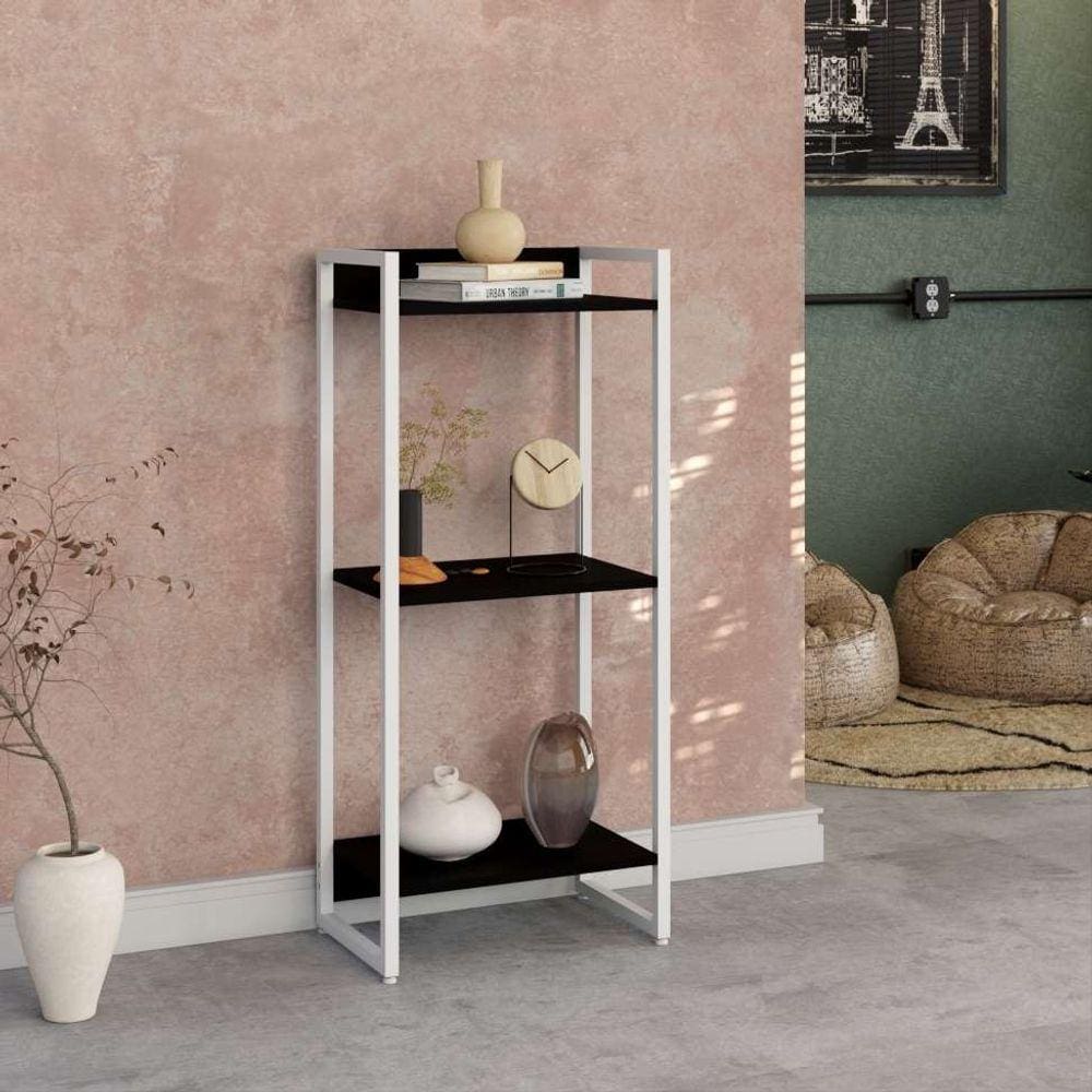 estante studio preta e branca 45x104 cm