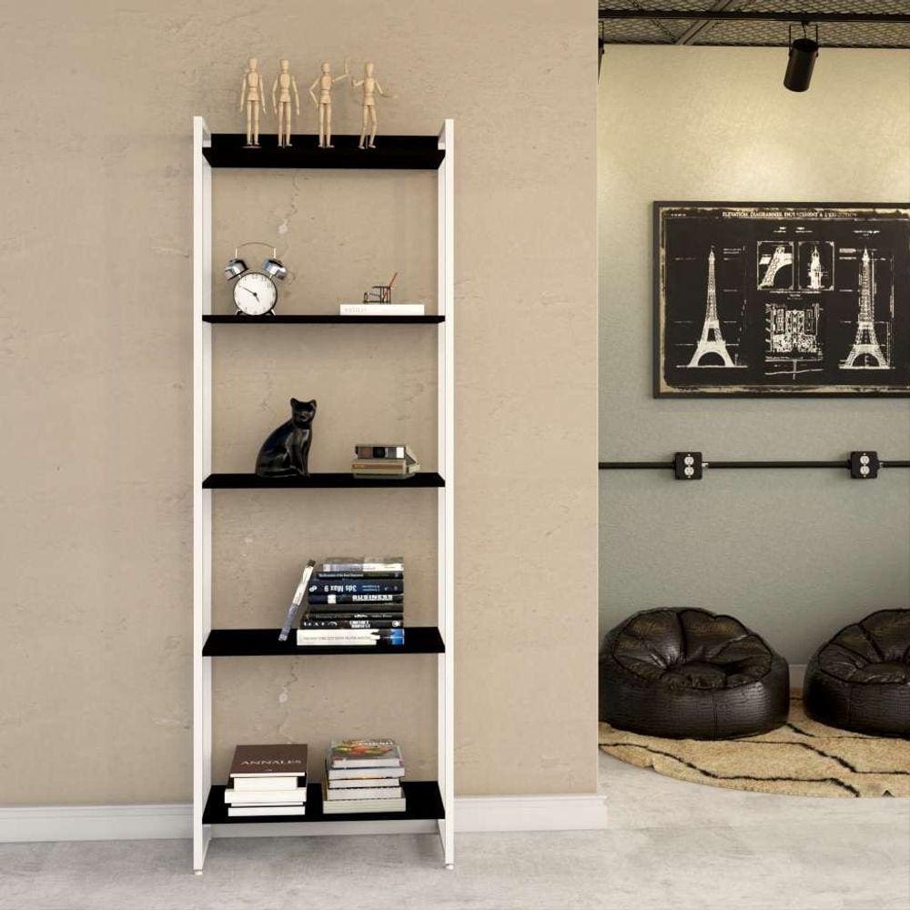 estante studio preta e branca 60x187 cm