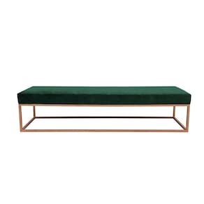 banco 2 lugares giulia veludo verde e dourado 100 cm
