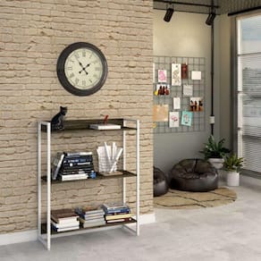 estante studio carvalho dark e branca 80x104 cm
