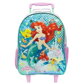 Mochila c/ Rodas Pequena Sereia 14 Princesas Ariel R1