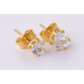 Brinco Duo Com Coração De Zircônia Folheado Em Ouro 18K