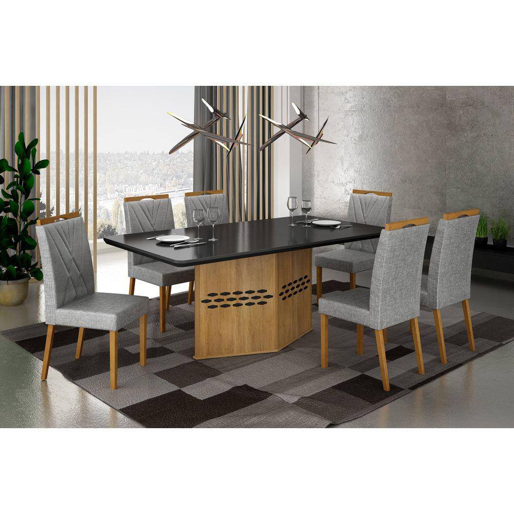 Sala Thais Off 180 + 4 Cadeira Lara Linho Prata