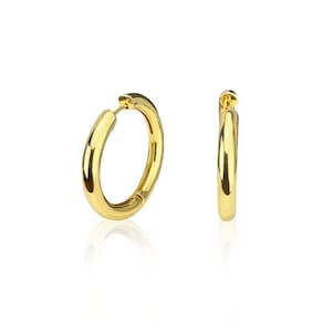 Brinco Argola Abaulada 3 Cm Em Ouro 18K