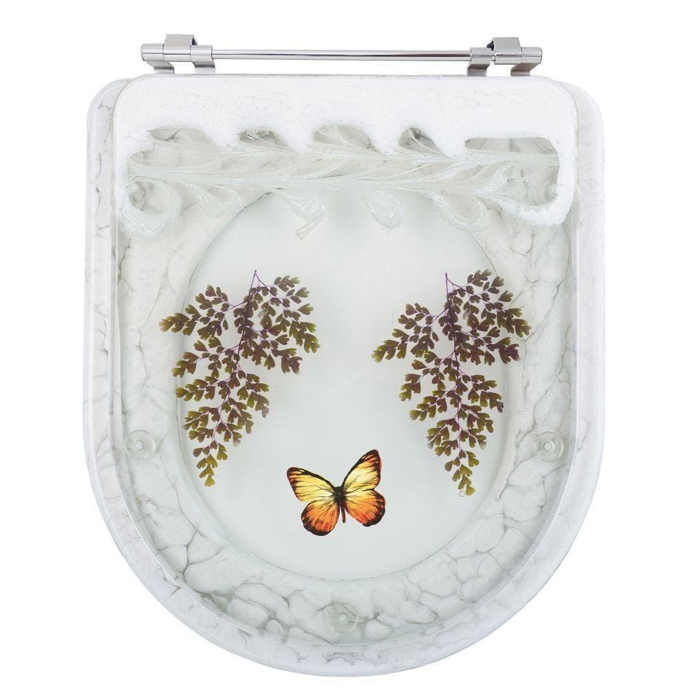 Tampa Para Vaso Incepa Acrílico Branco Com Borboleta Amarela