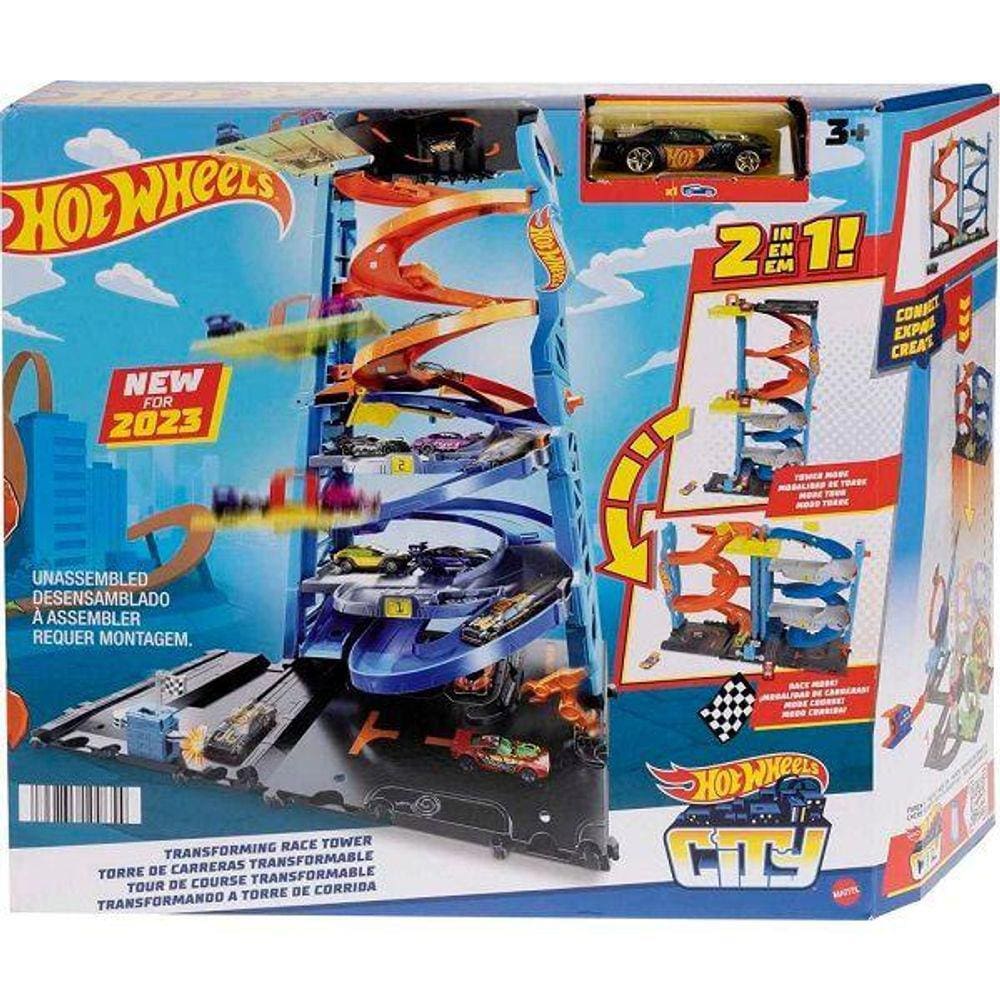Hkx43 Hot Wheels Veículo De Brinquedo Torre De Corridas Com Altura