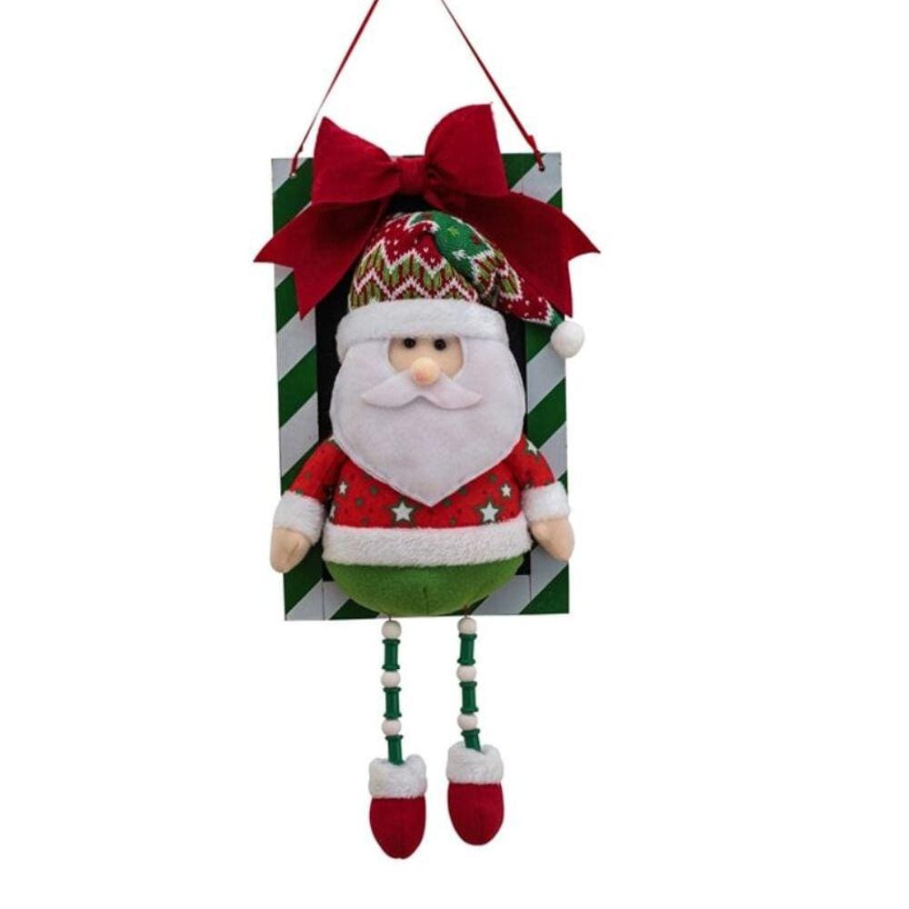 Enfeite Natal Placa Papai Noel 53cm c/ Pernas Magizi