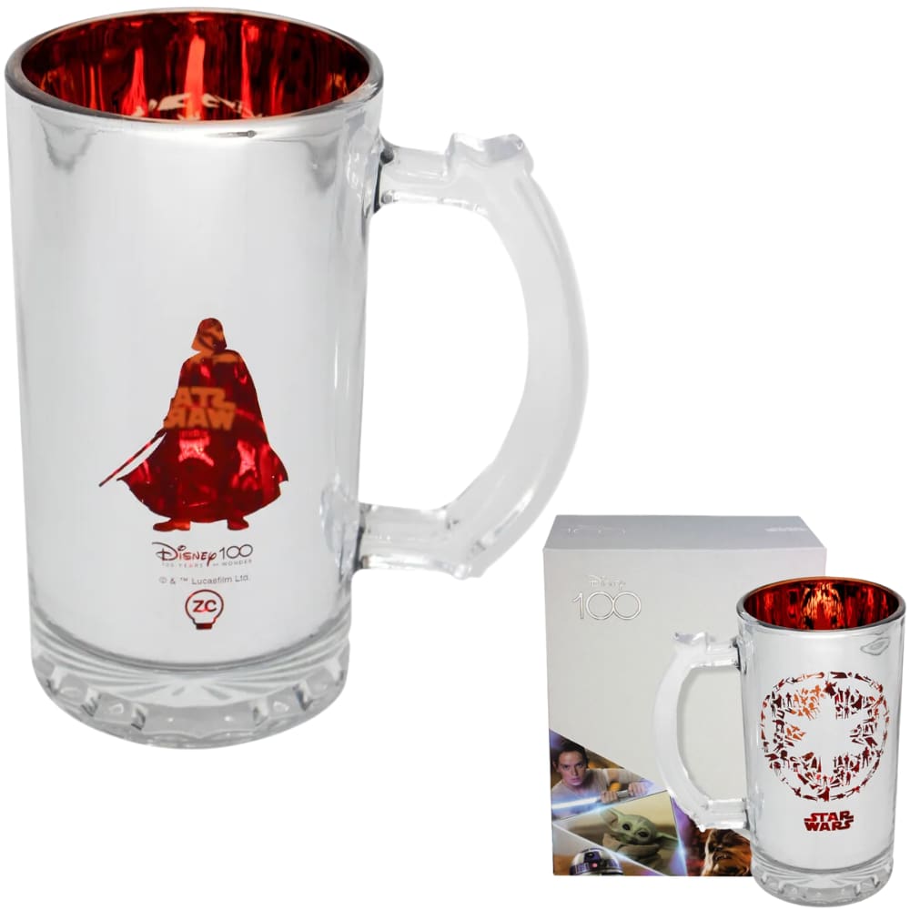 Caneca Chopp Darth Vader Vidro Pintura Eletrostática 450ML Oficial Star Wars