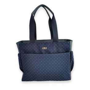 Bolsa Athena Para Notebook Grande Tweed Poá Azul Marinho