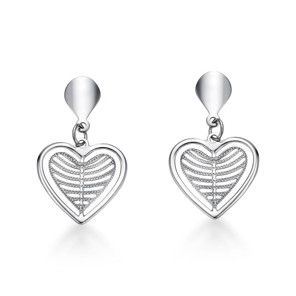 Brinco Pendurado Coração Casual Aço Inox Antialérgico
