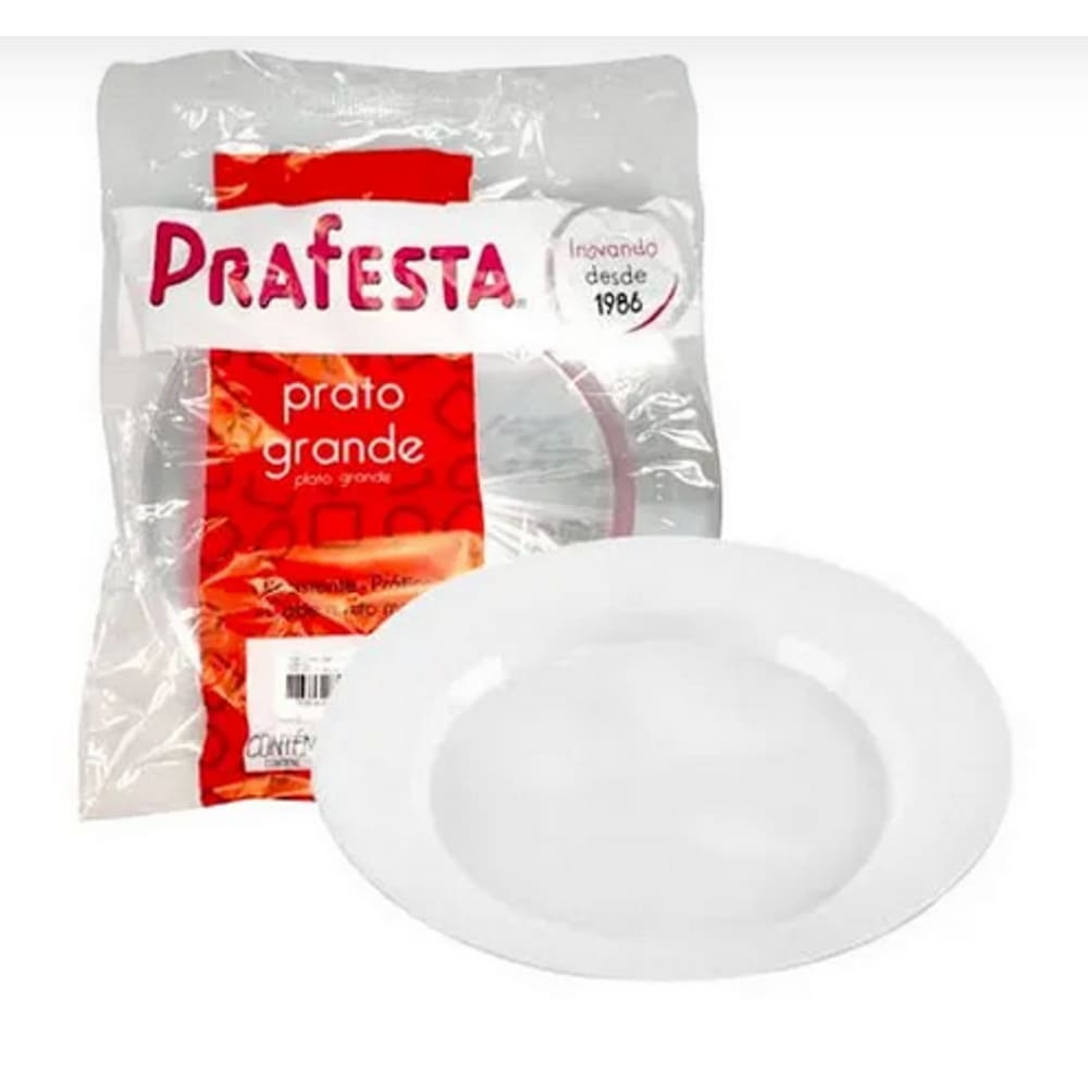 Prato Redondo Grande 21cm Branco C/10un Prafesta