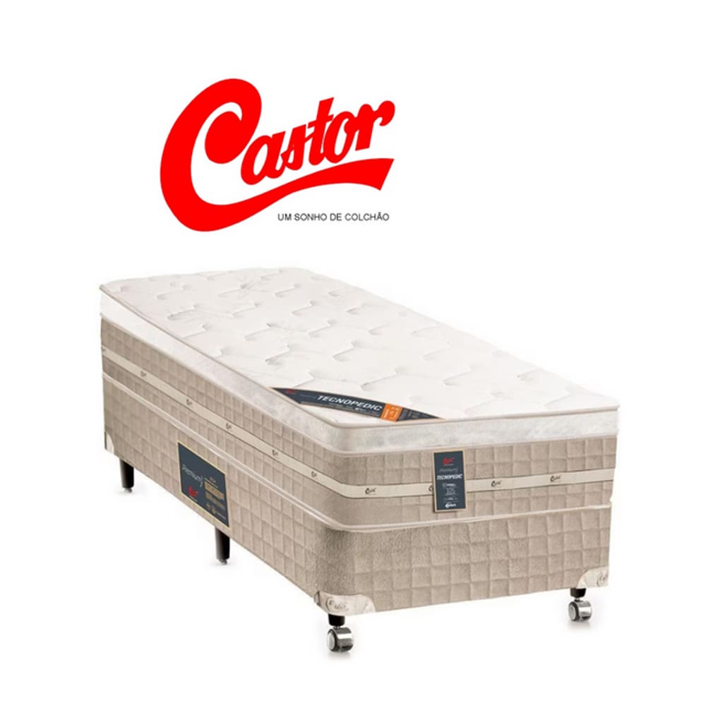 Conjunto Colchão Castor Premium Tecnopedic Solteiro King Premium Tecnopedic 96x203x70 - Linha Luxo