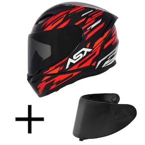 Capacete ASX City Arrow Preto Vermelho e Branco Mais Viseira Fumê