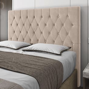 Cabeceira Solteiro Potenza 90cm Veludo Bege c/ Frame Italian Flex