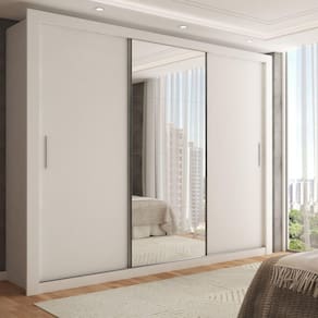 Guarda-Roupa Casal Melissa 3 Portas com Espelho Branco - Panorama Móveis