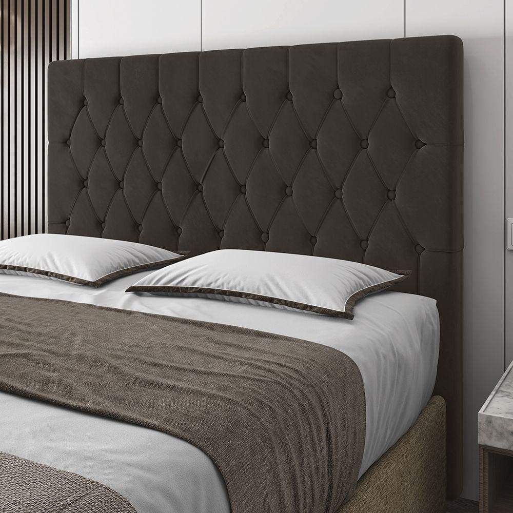 Cabeceira Casal Potenza 140cm Veludo Marrom c/ Frame Italian Flex