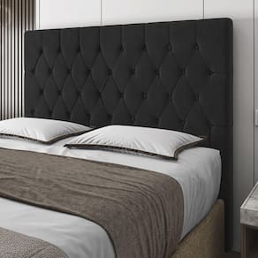 Cabeceira Casal Potenza 140cm Veludo Preto c/ Frame Italian Flex