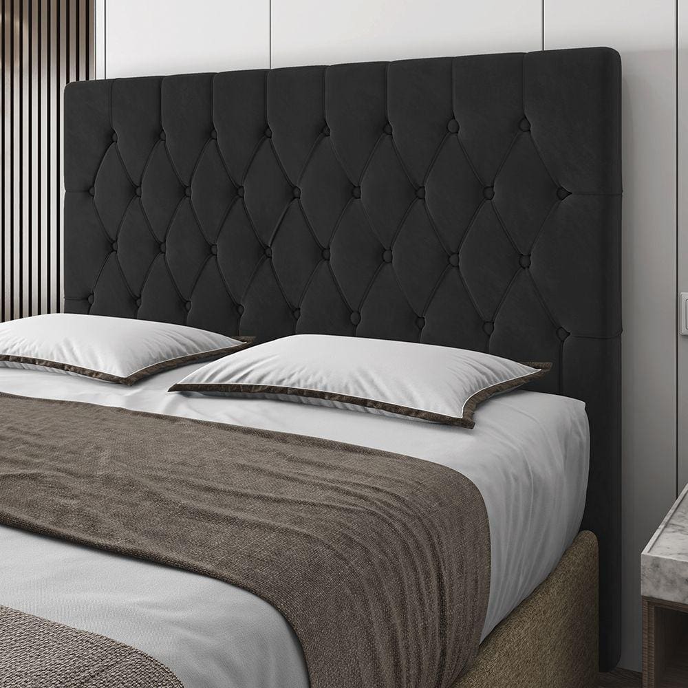 Cabeceira King Size Potenza 193cm Veludo Preto c/ Frame Italian Flex