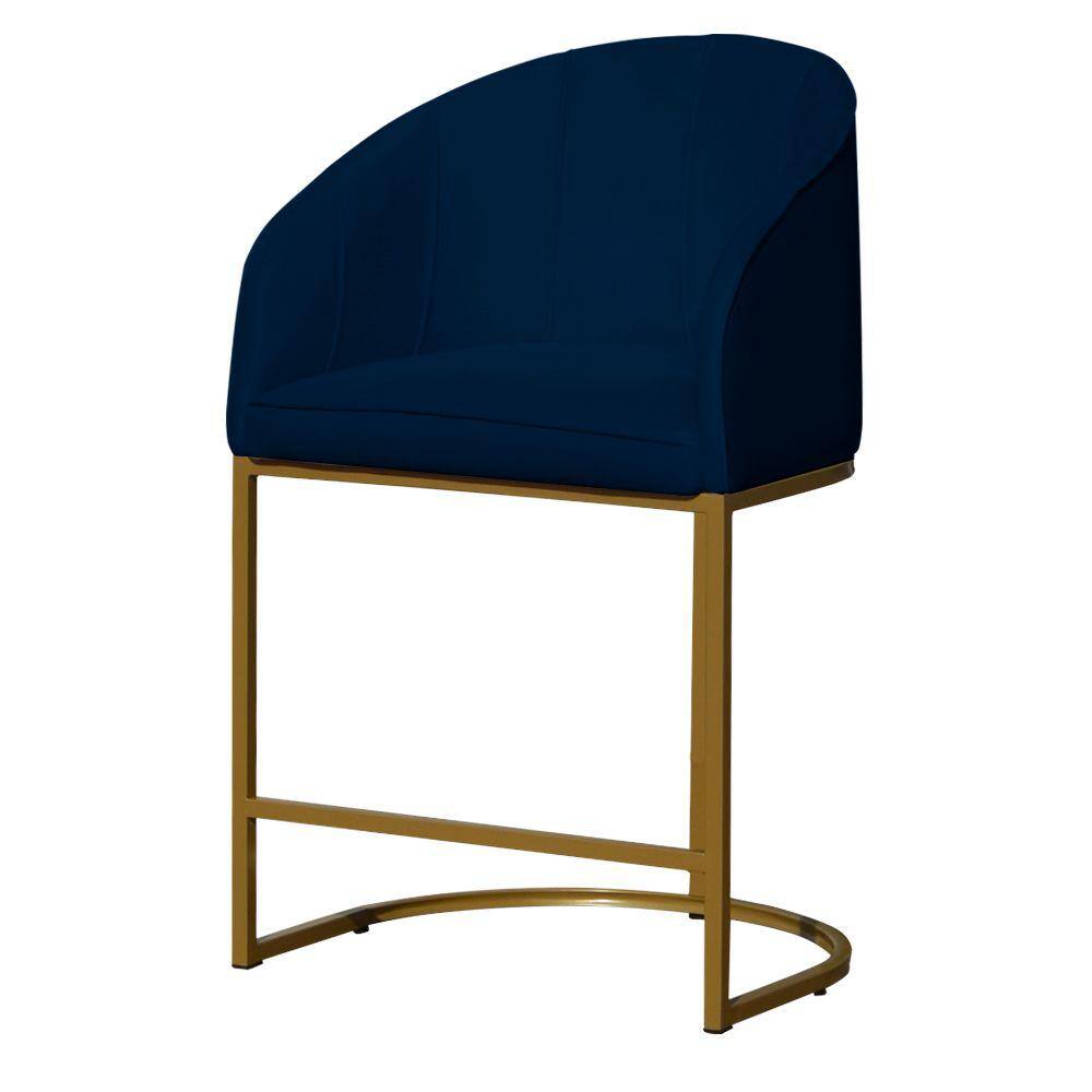 Poltrona Banqueta Decorativa Mia Suede Base Metal Dourada - Estopar