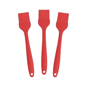 Kit 3 Pinceis Culinarios Silicone Vermelho 26Cm Reforçado -