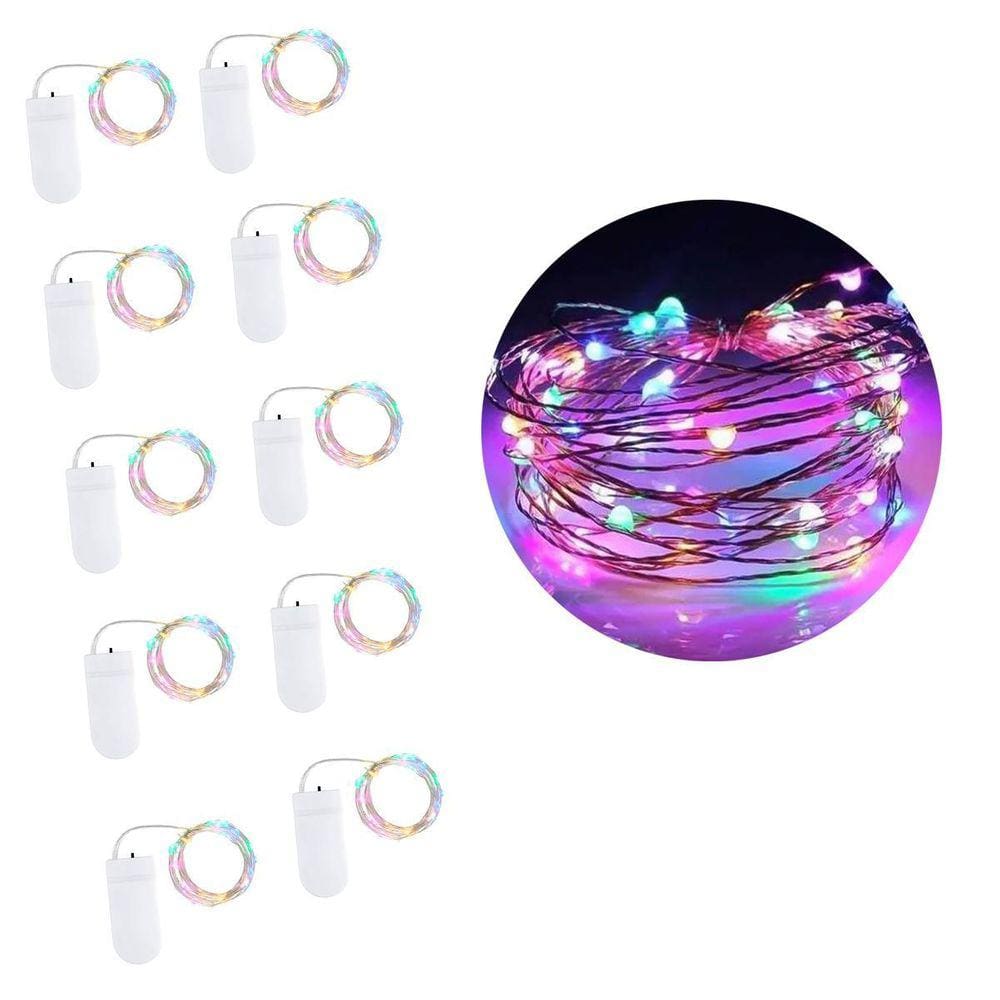 Kit 10 Fios De Fada Cordão Cobre 2M 20 Leds Luz Decoração