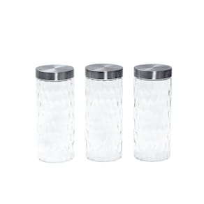Kit 3 Potes de Vidro com Tampa Inox Bolhas Redondo 2200ml - Mozcada