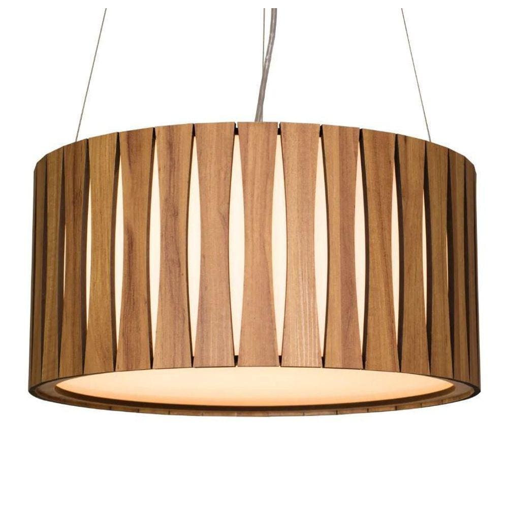 Lustre De Madeira Redondo Amêndola Detalhado
