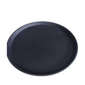 Bandeja Garçom Para Servir Antiderrapante 35Cm Redonda Preta