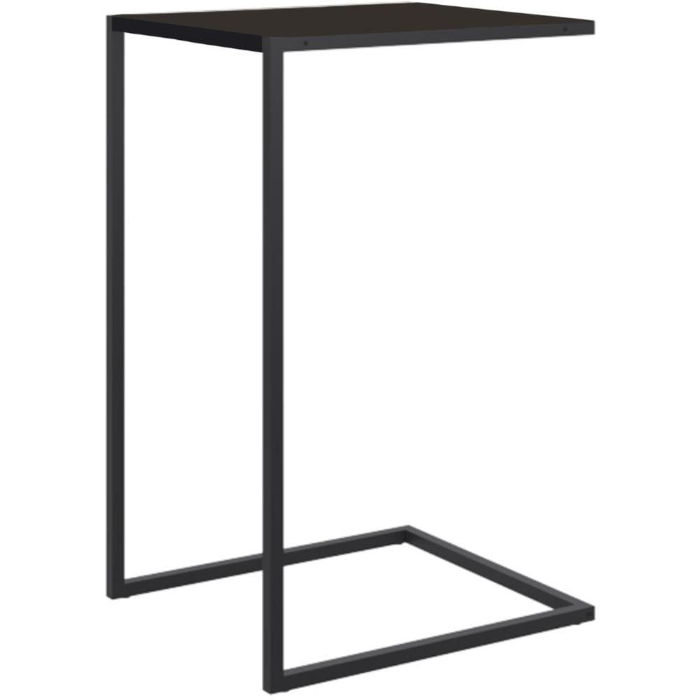 Mesa Lateral Retangular Artesano 35 cm (largura) em MDP Estrutura Preta Metálica em Aço Preto Fosco
