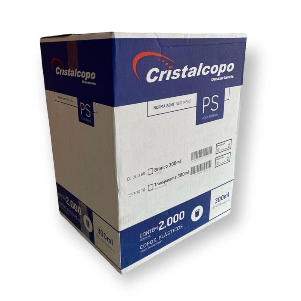 Copo Descartável 300ml Cristalcopo c/20x100 un