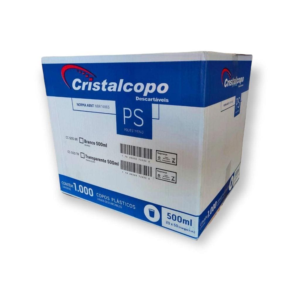 Copo Descartável 500ml Cristalcopo c/20x50 un
