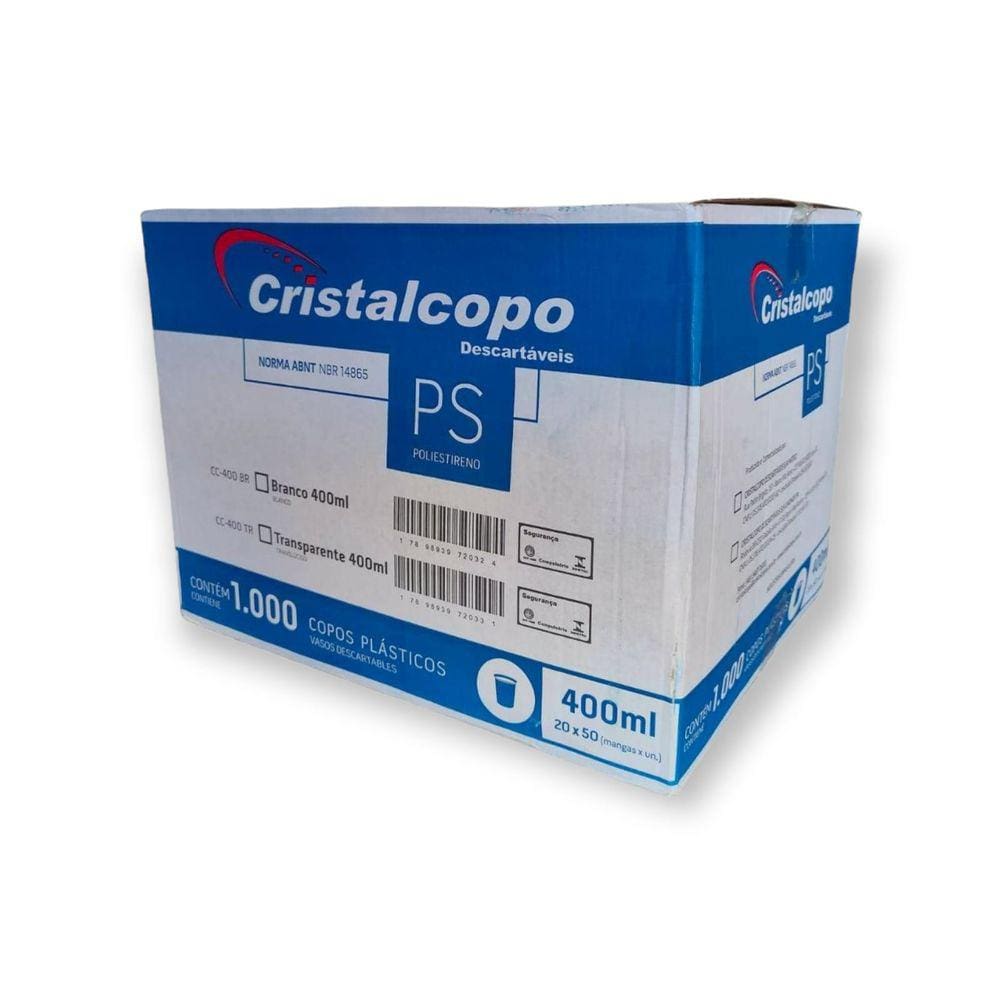 Copo Descartável 400ml Cristalcopo c/20x50 un