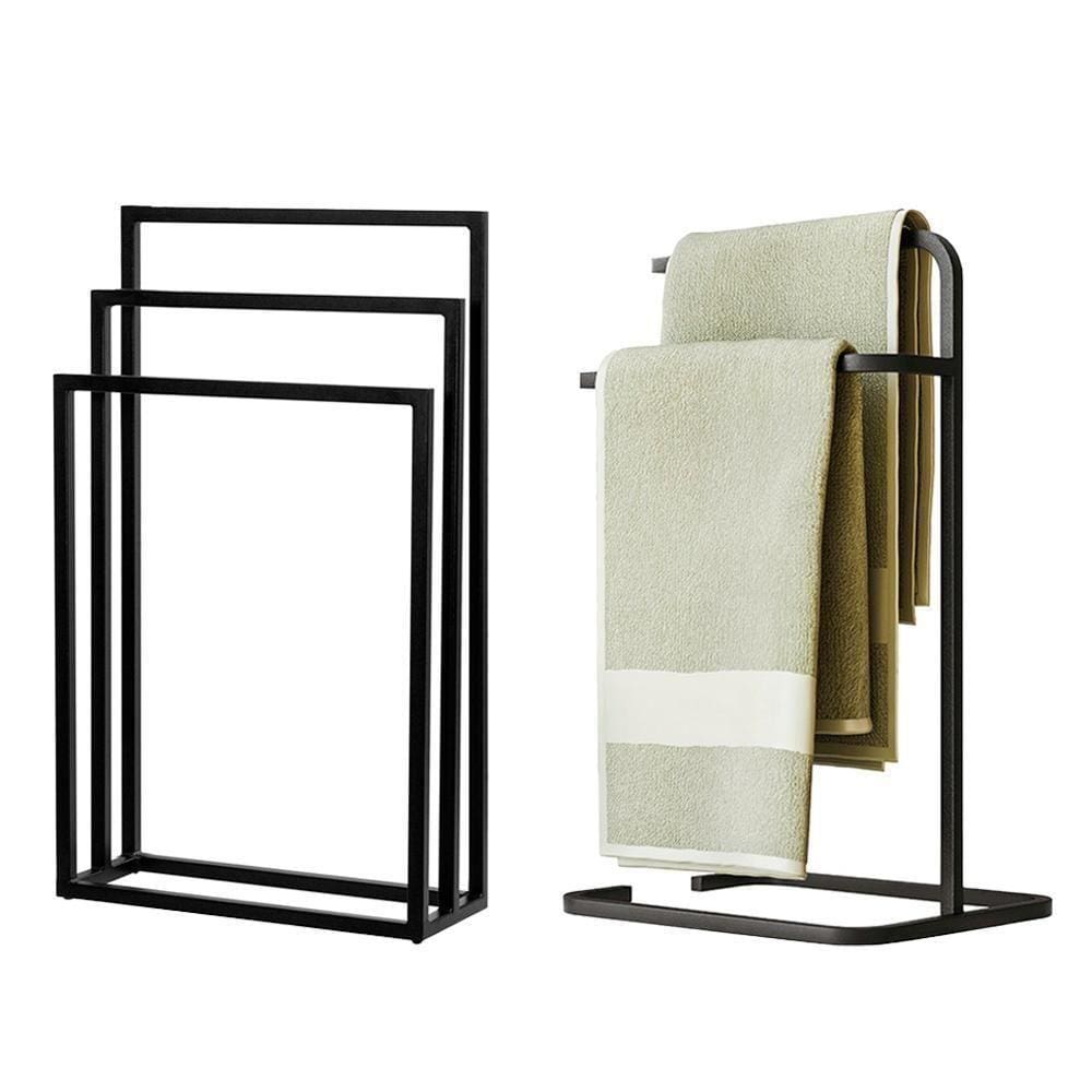 Kit Toalheiro E Porta Toalha Lovell Metal Preto Lavabo Dhom Preto
