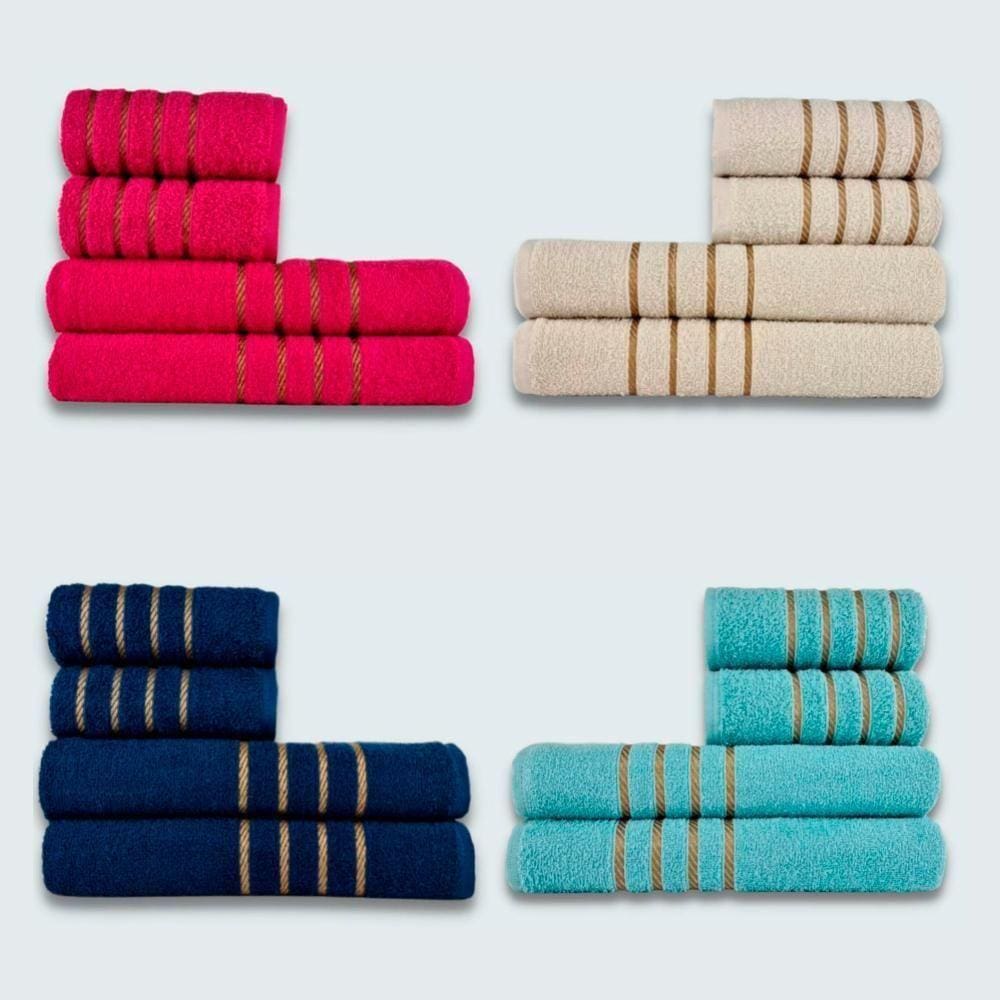 Jogo De Toalhas 16 Pç Coleção Dubai 100% Algodão Rs+bg+az+vd