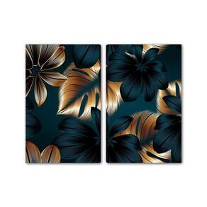 Kit 2 Quadros Telas Decorativas Floral Luxuoso 60X40Cm