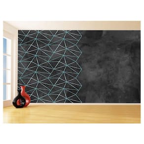 Papel De Parede Concreto Linhas Azul Turquesa 3,5M Kkt334