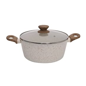 Caçarola Aluminio Antiaderente 24cm Mimo Style Linha Mármol Cook Panela Cerâmica Indução 3,8 Litros Com Tampa De Vidro