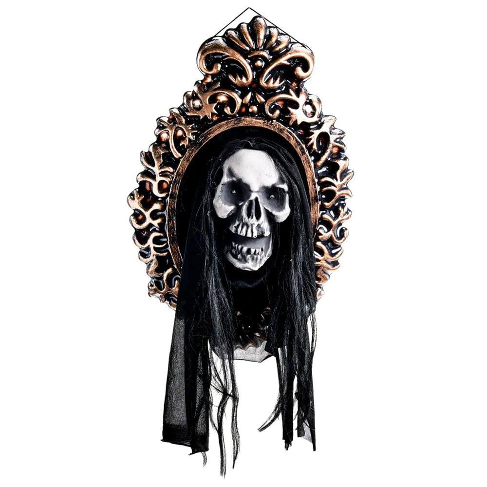 Decoração Espelho Caveira Sombria Halloween com Movimento